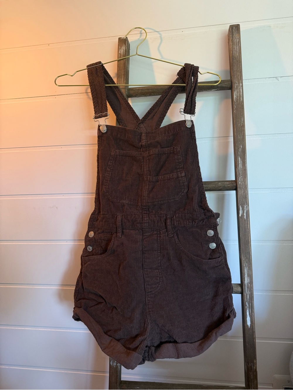 Free People Ziggy Brown Corduroy Short Overalls